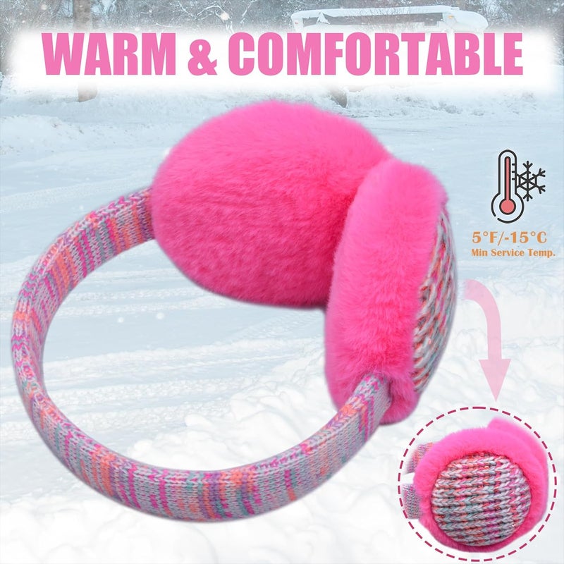 FYBW Ear Muffs Gloves Set for Kids, Winter Adjustable Sequins Warm Earmuffs for Kids Outdoor Cold Weather - Image 2